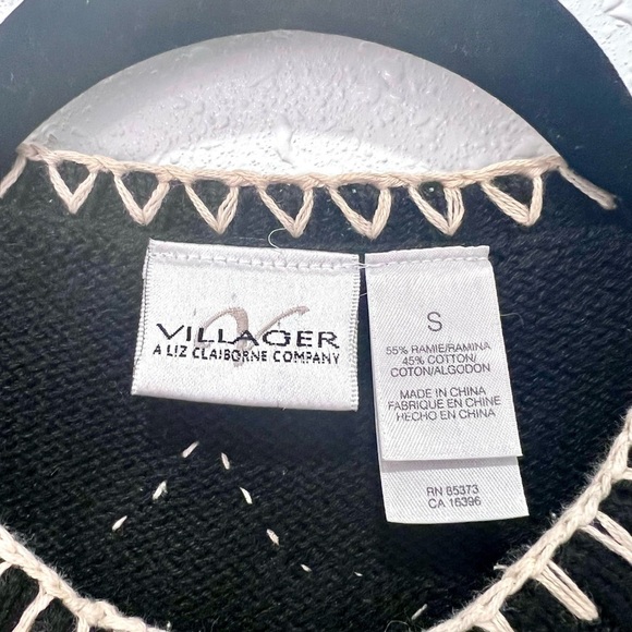 Liz Claiborne Black and White sugar cookie Knit cardigan small - Picture 2 of 10